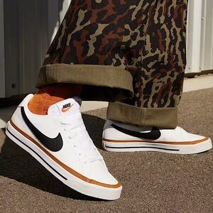 Nike White and Orange Casual Shoes